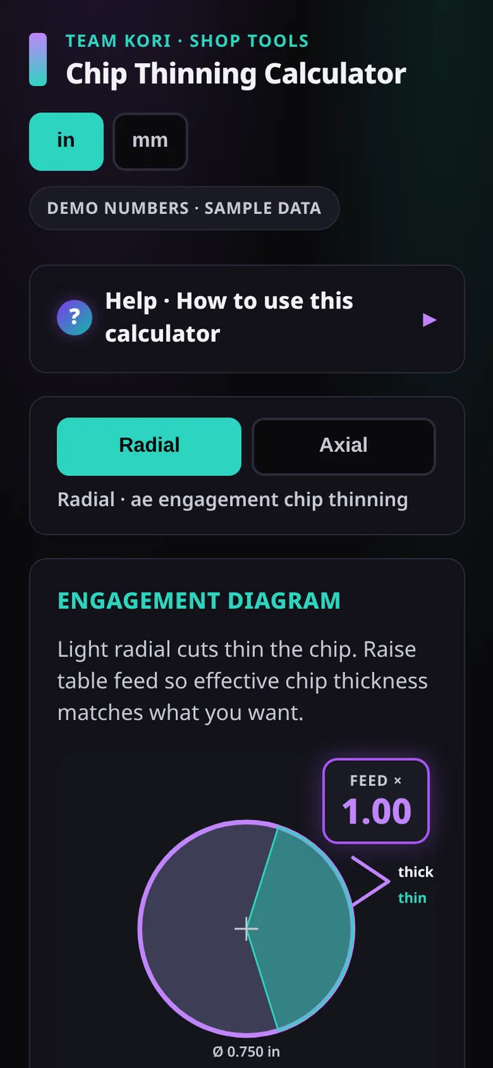 Chip Thinning app screen